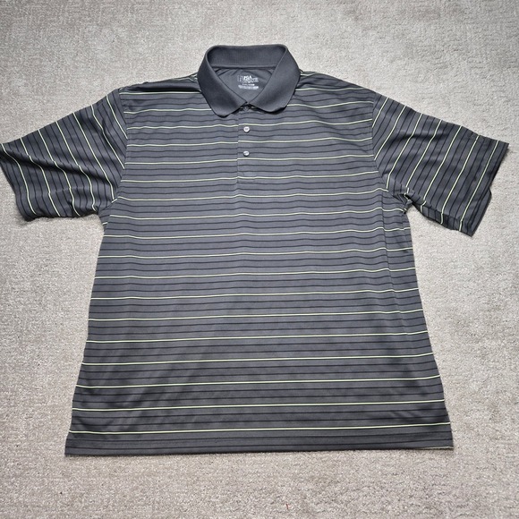 PGA Tour Other - PGA Tour Mens XXL Polo Shirt Gray Lime Green Striped Short Sleeve Golf